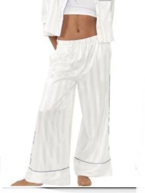 Free People White Satin Pajama Lounge Pants XS